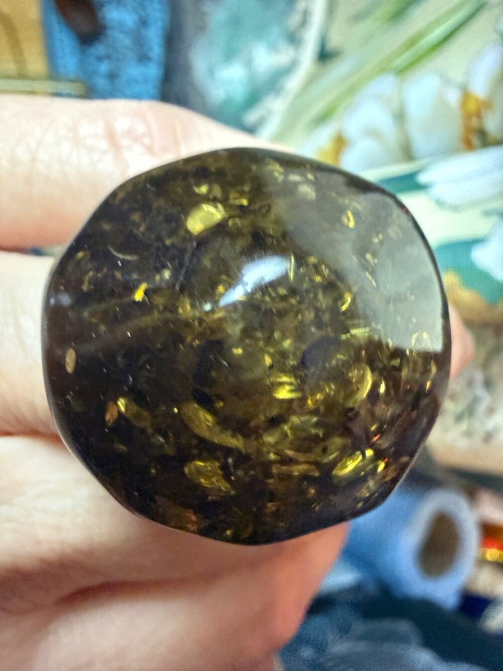 Chunky Retro Size 7.75 Vintage Baltic Amber Statement Dome Ring